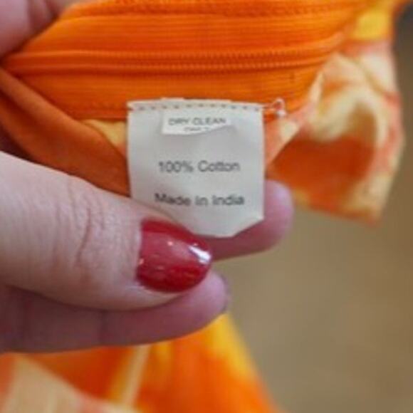 Sheridan French 3/4 Sleeve Printed Faux Button Split Neck Top Orange Womens Sz 0 - Picture 7 of 8